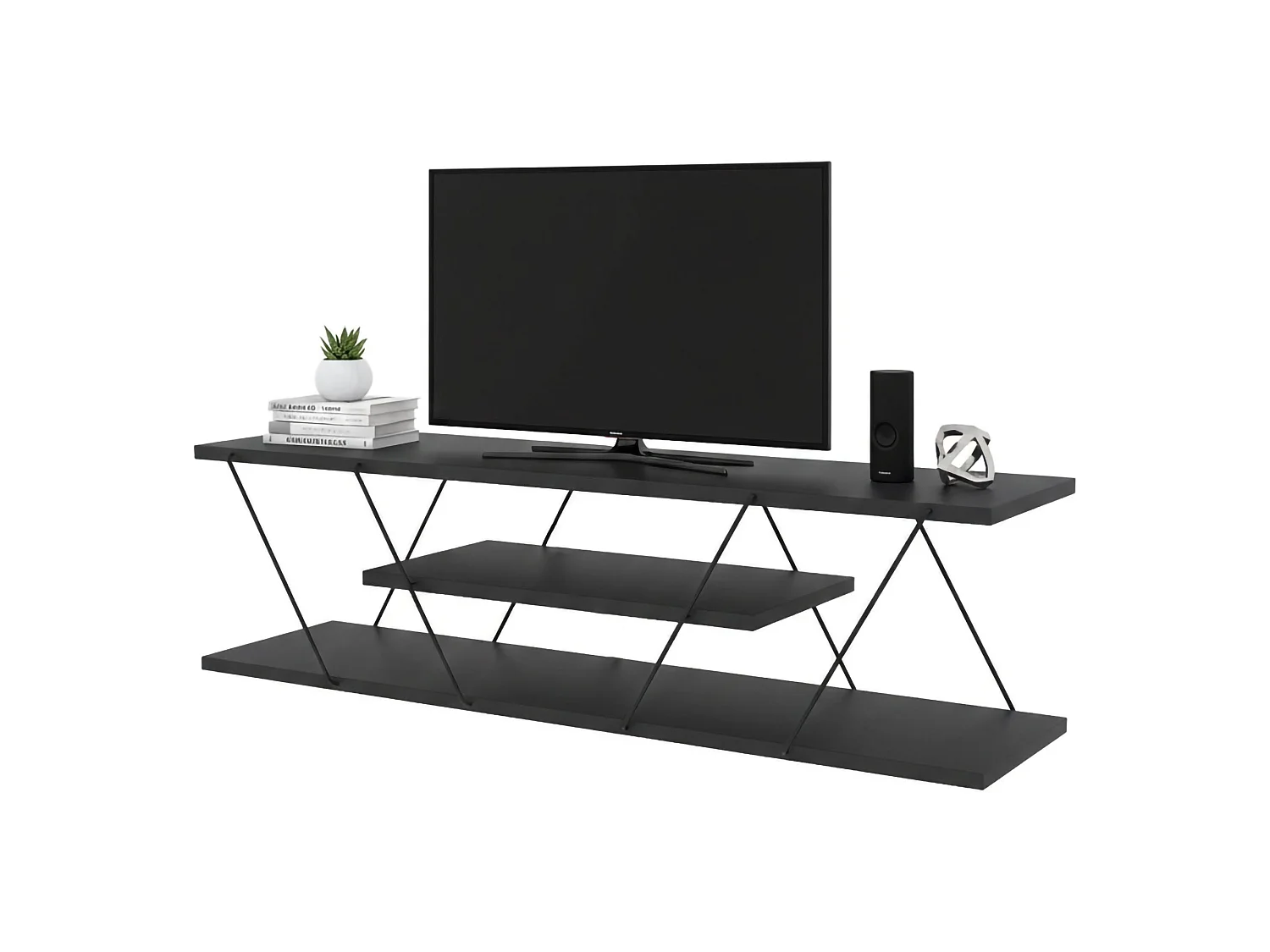 Mobile Porta tv Desdemona, 3 Ripiani, 30x120x33h cm Nero Antracite