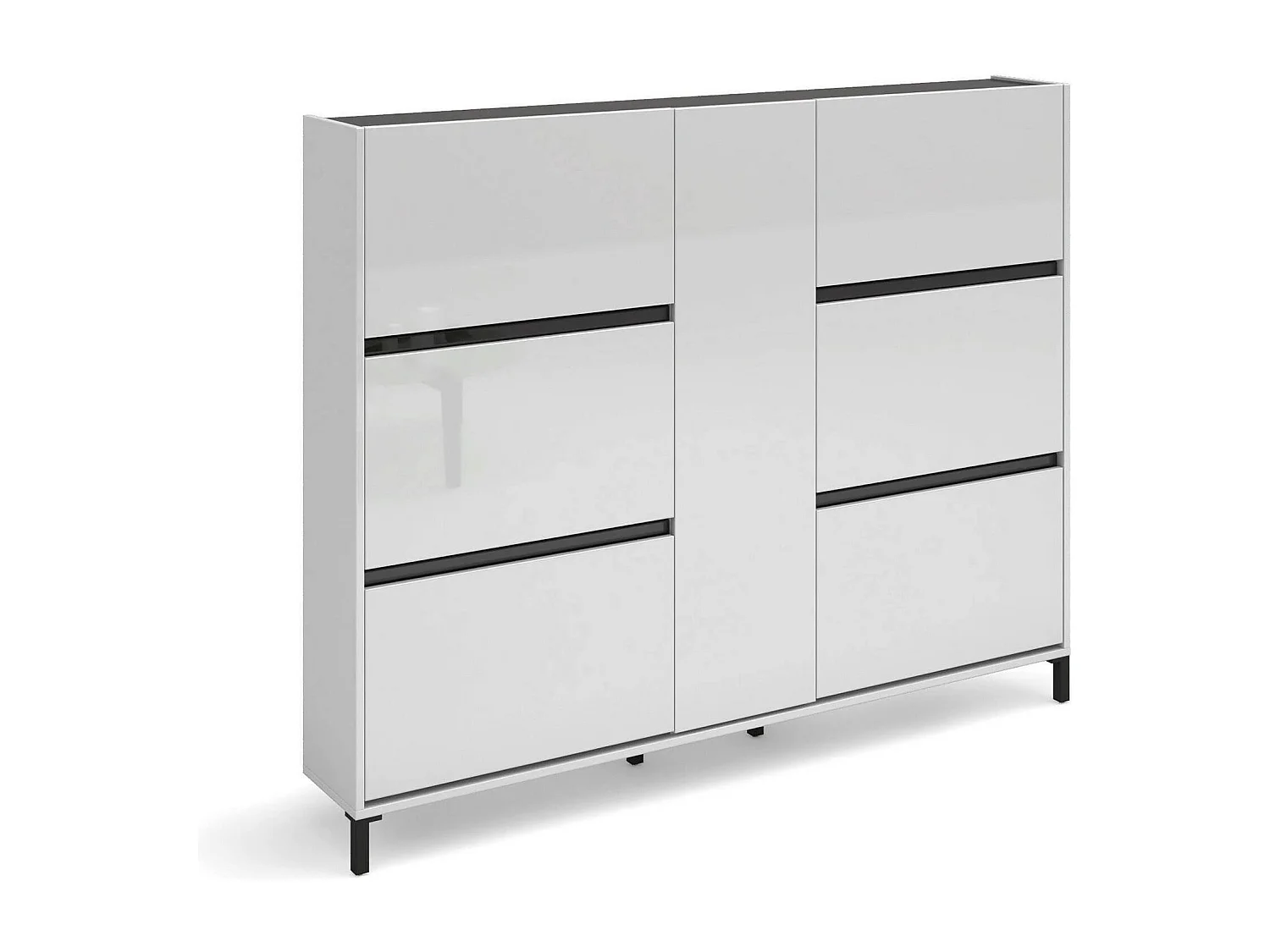 Schuhschrank Daskildse, Schuhregal, Mehrzweck-Eingangsgarderobe, Möbel für Schuhe, Made in Italy, 169x25h136 cm, Glänzendes WeiÃŸ