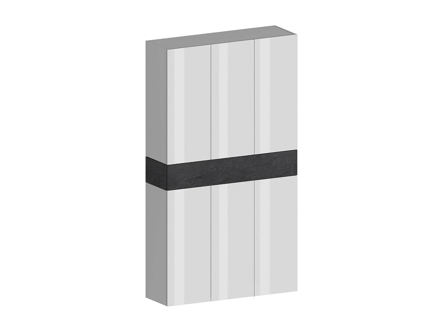 Étagère à chaussures Marzio, étagère à chaussures peu encombrante à 7 portes, armoire d'entrée multifonctionnelle, 114x38h200 cm, Blanc et Ardoise