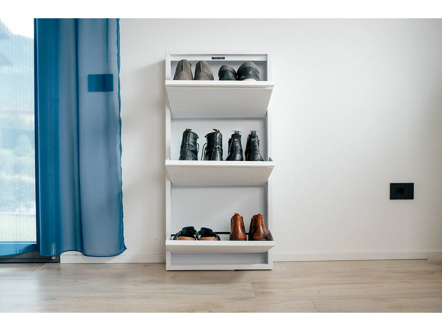 Scarpiera Alexa, 6 Paia, 15x50x104h cm Bianco, Mobile Portascarpe