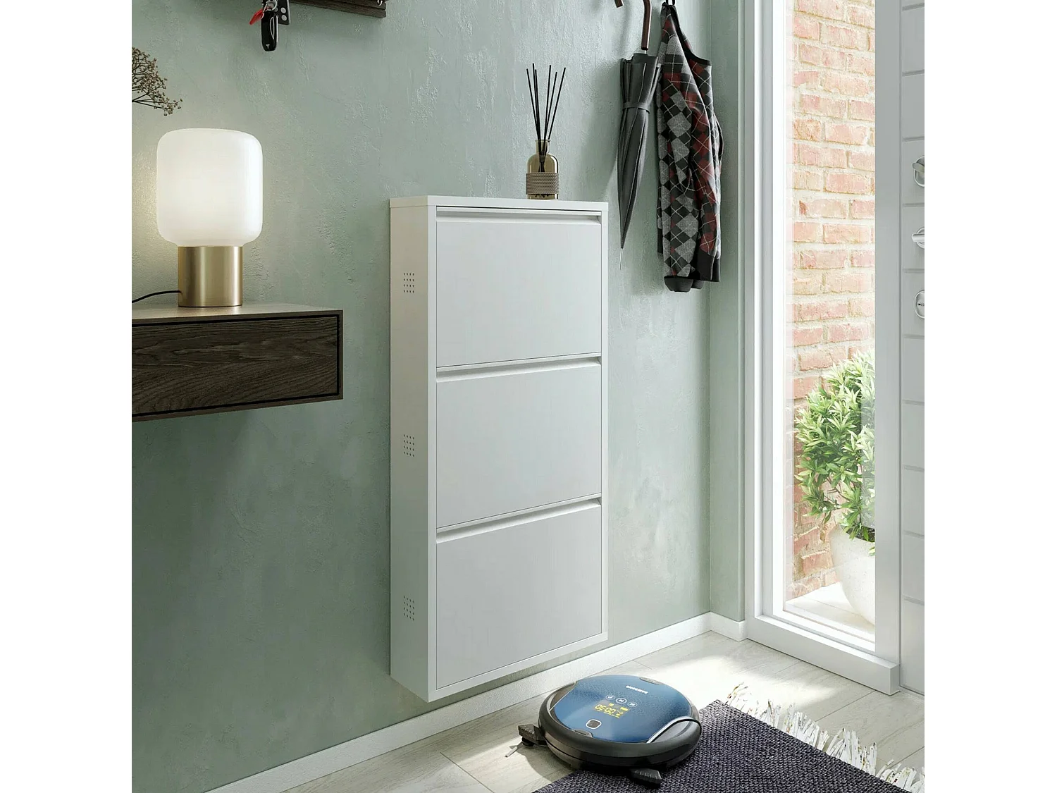 Scarpiera Alexa, 6 Paia, 15x50x104h cm Bianco, Mobile Portascarpe