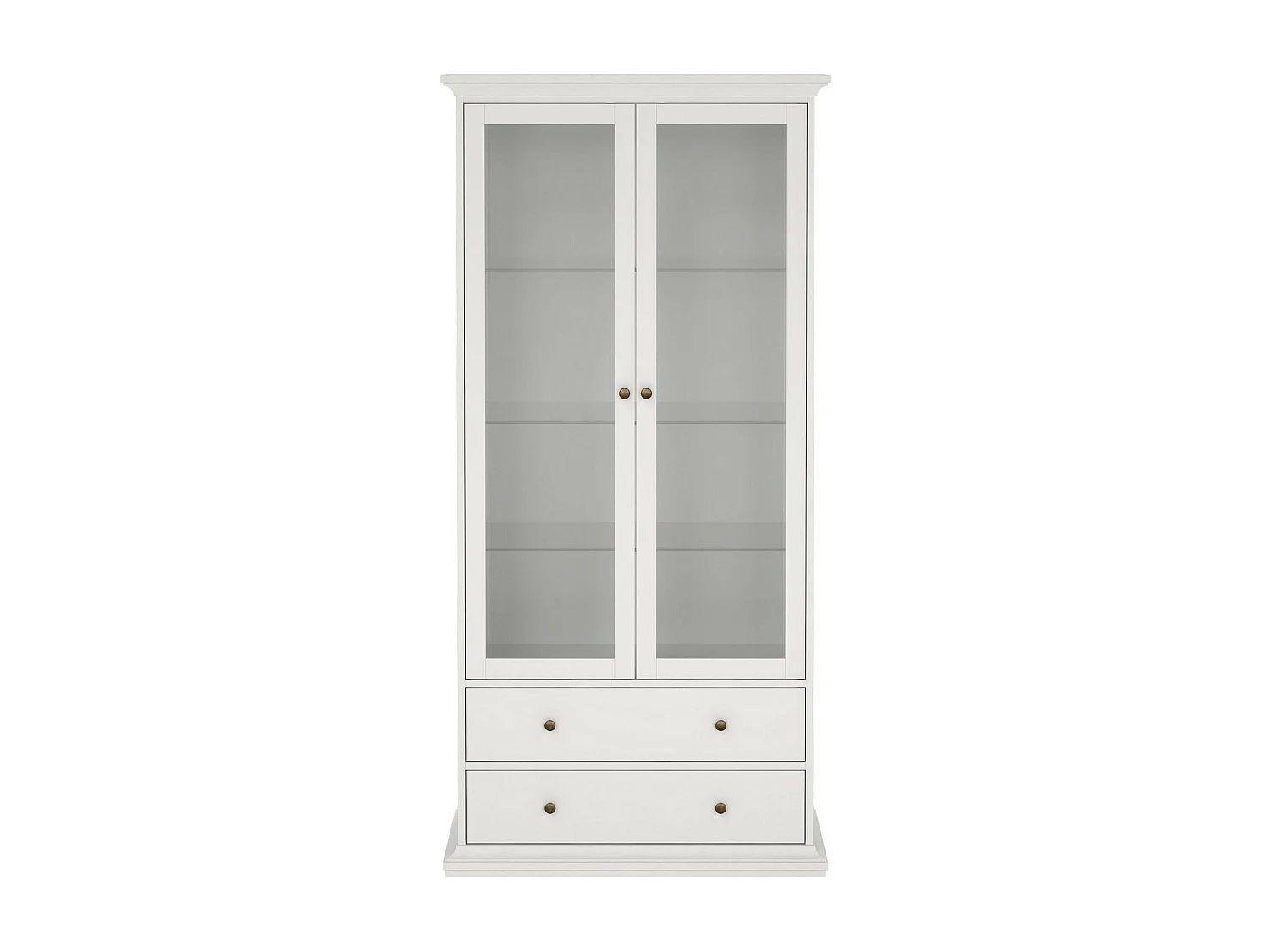 Vitrine Dvatt, Glas-Sideboard, Mehrzweckvitrine, Hängendes Bücherregal mit Glastüren, 96x42 h201 cm, WeiÃŸ