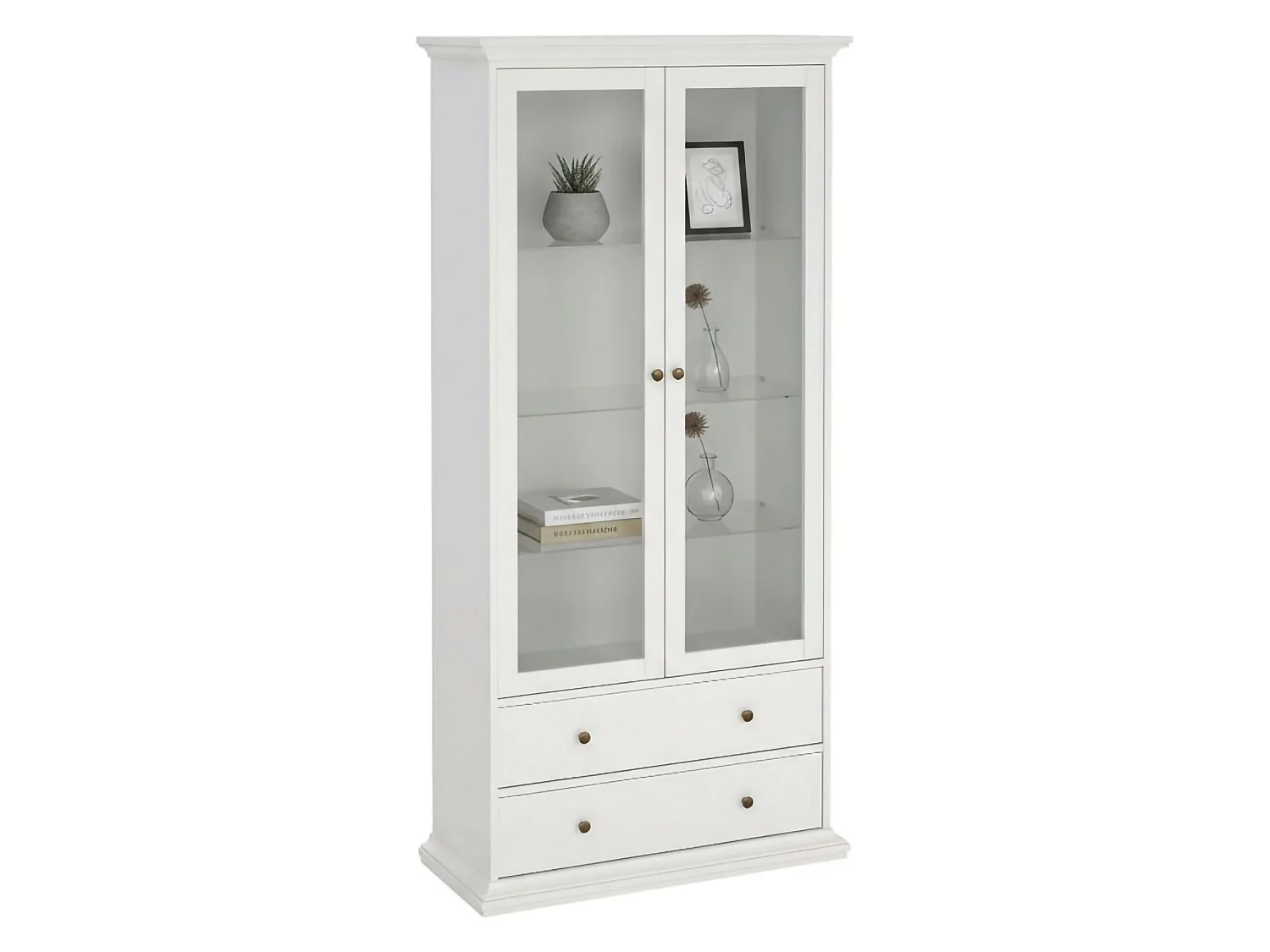 Vitrine Dvatt, Buffet d'exposition, Vitrine polyvalente, Buffet de salon, 96x42 h201 cm, Blanc