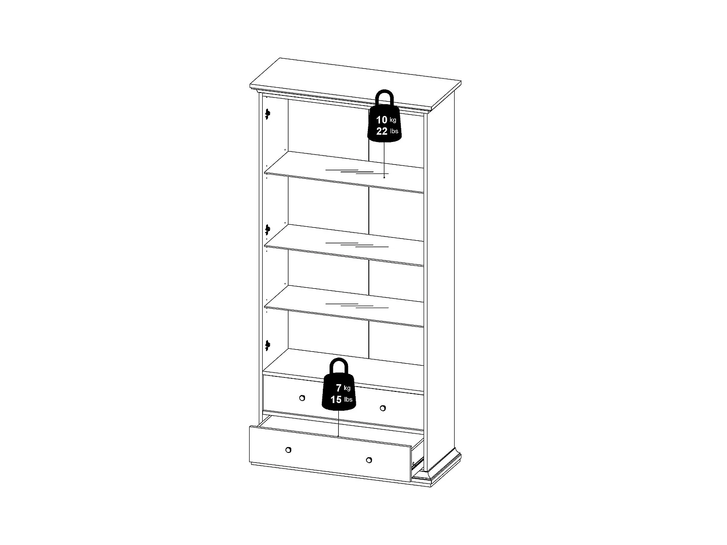 Vitrine Dvatt, Buffet d'exposition, Vitrine polyvalente, Buffet de salon, 96x42 h201 cm, Blanc