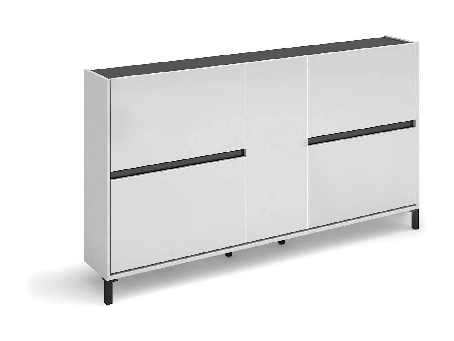 Meuble à chaussures Gitega, Meuble à chaussures, Armoire d'entrée polyvalente, Rangement pour chaussures, Made in Italy, 169x25h94 cm, Blanc brillant