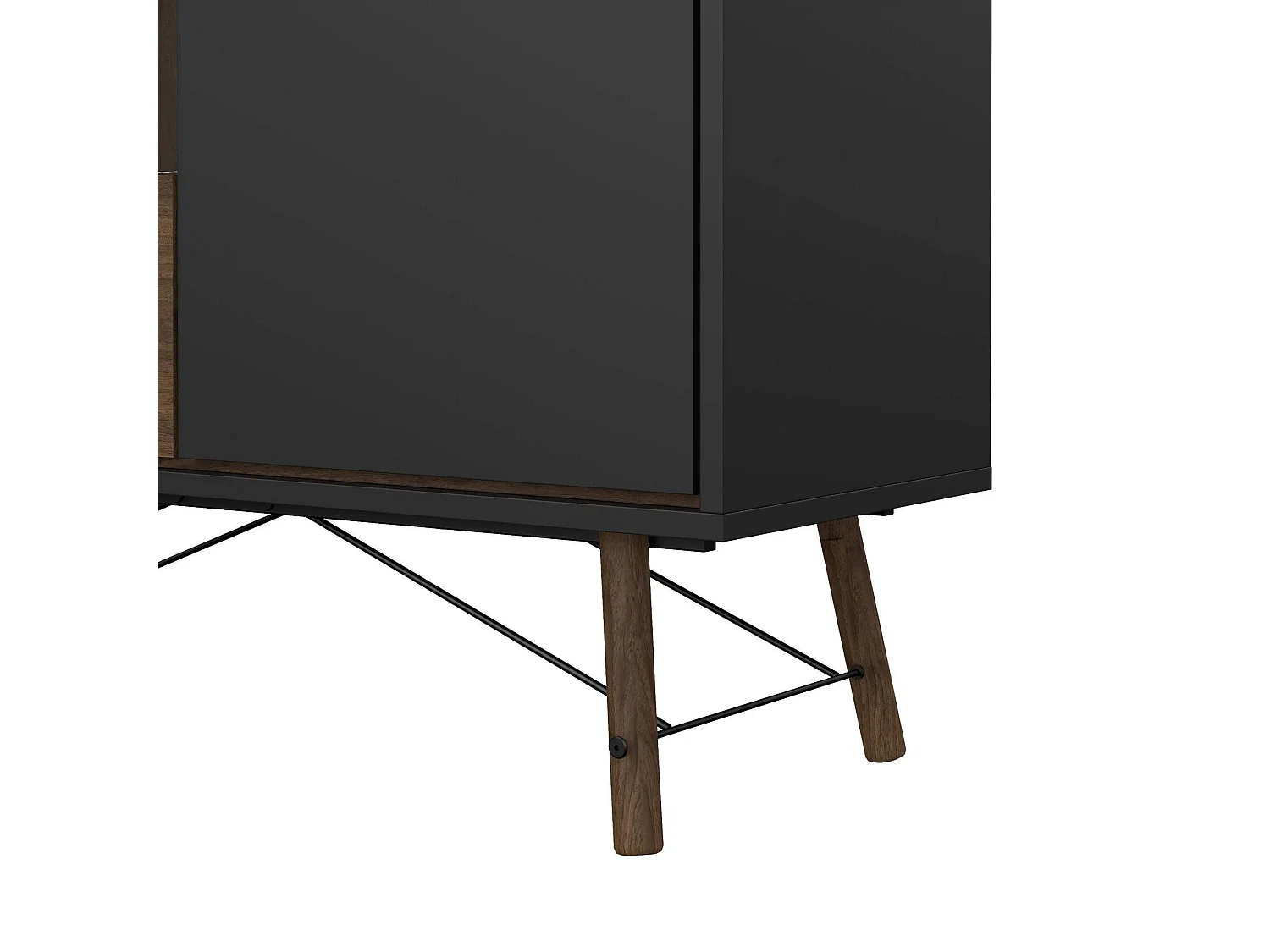 Vitrine Dvell, Buffet d'exposition, Vitrine polyvalente, Buffet de salon, 102x40 h162 cm, Noir et Noyer