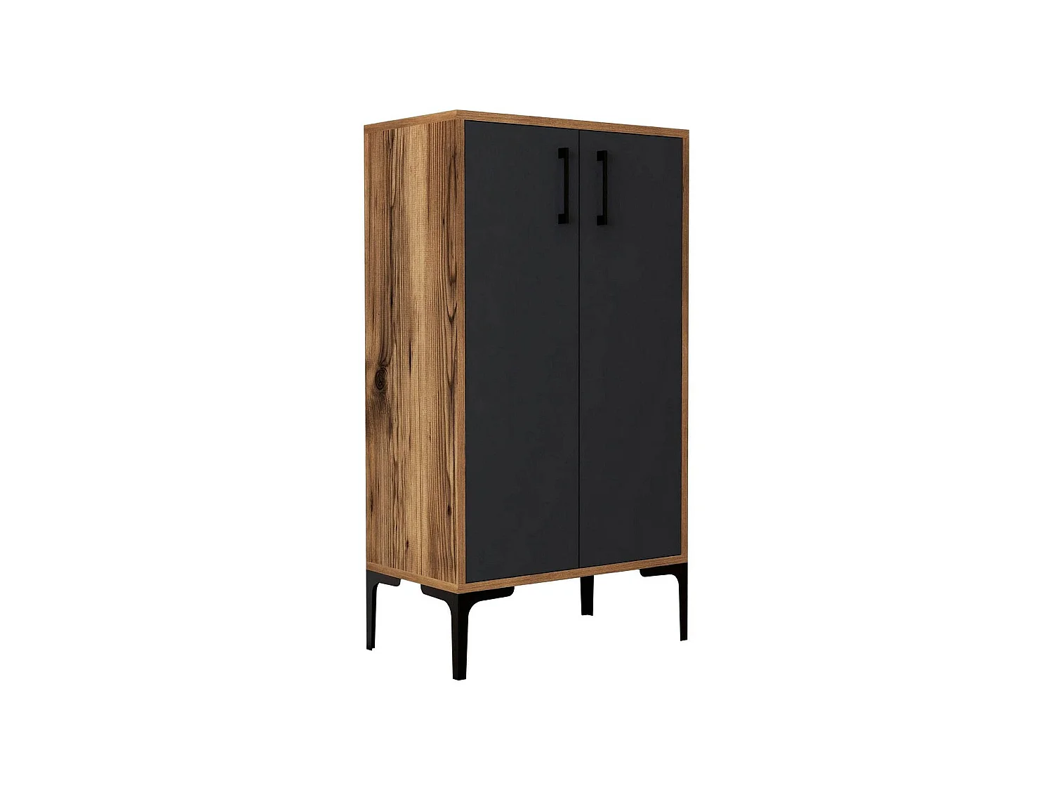 Schuhschrank Dmarrull, Schuhregal, Mehrzweck-Eingangsgarderobe, Möbel für Schuhe, 60x35h111 cm, Walnuss und Anthrazit