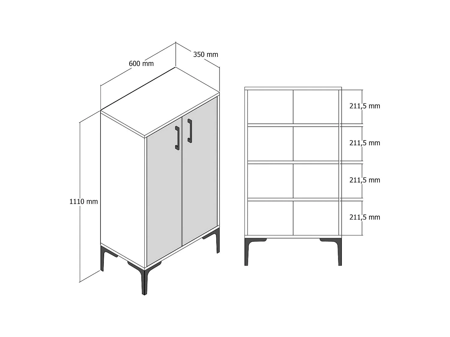 Schuhschrank Dmarrull, Schuhregal, Mehrzweck-Eingangsgarderobe, Möbel für Schuhe, 60x35h111 cm, Walnuss und Anthrazit