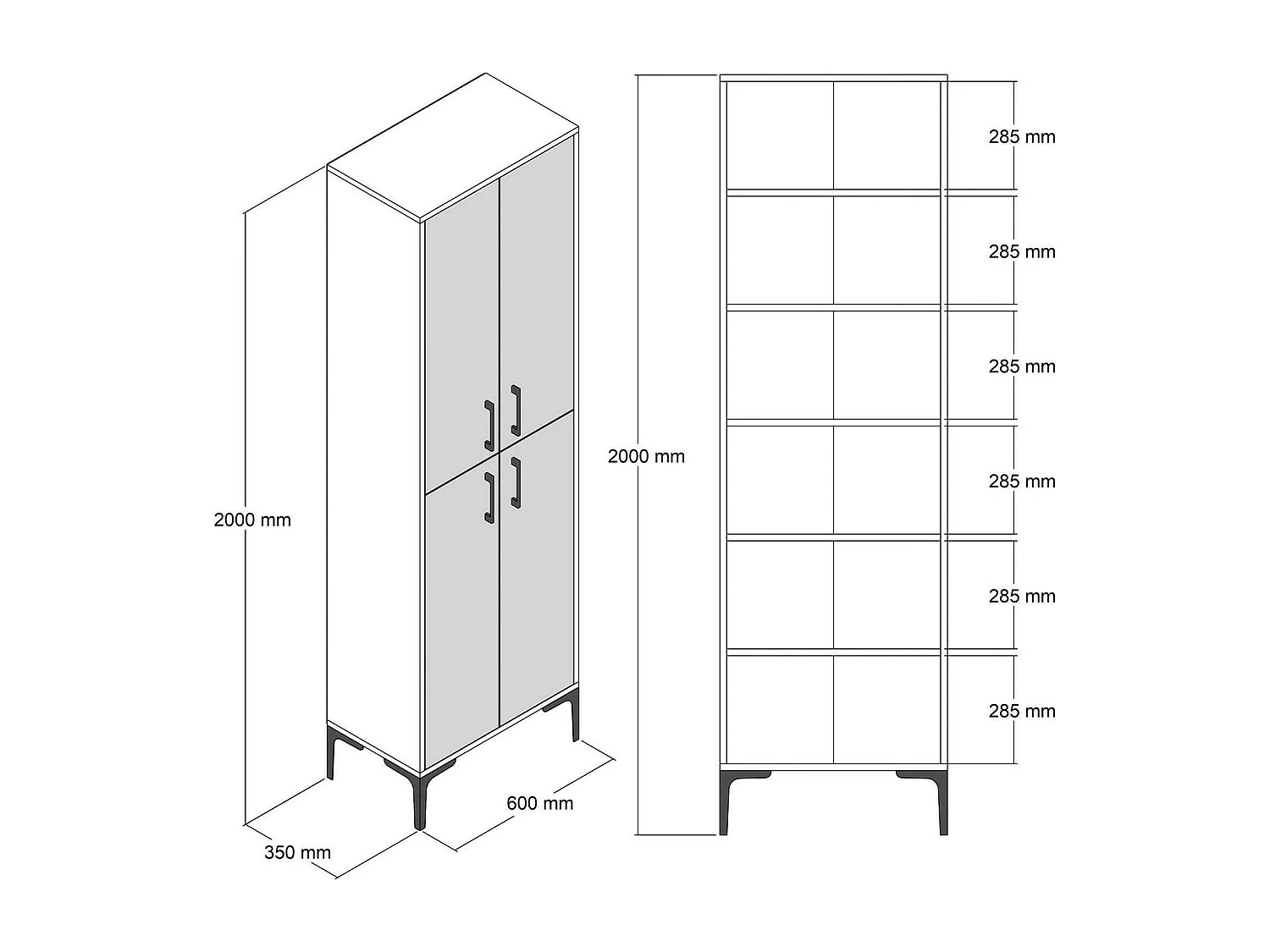 Scarpiera Sebastien, 5 Ripiani, 35x60x200h cm Marrone Noce, Mobile Portascarpe