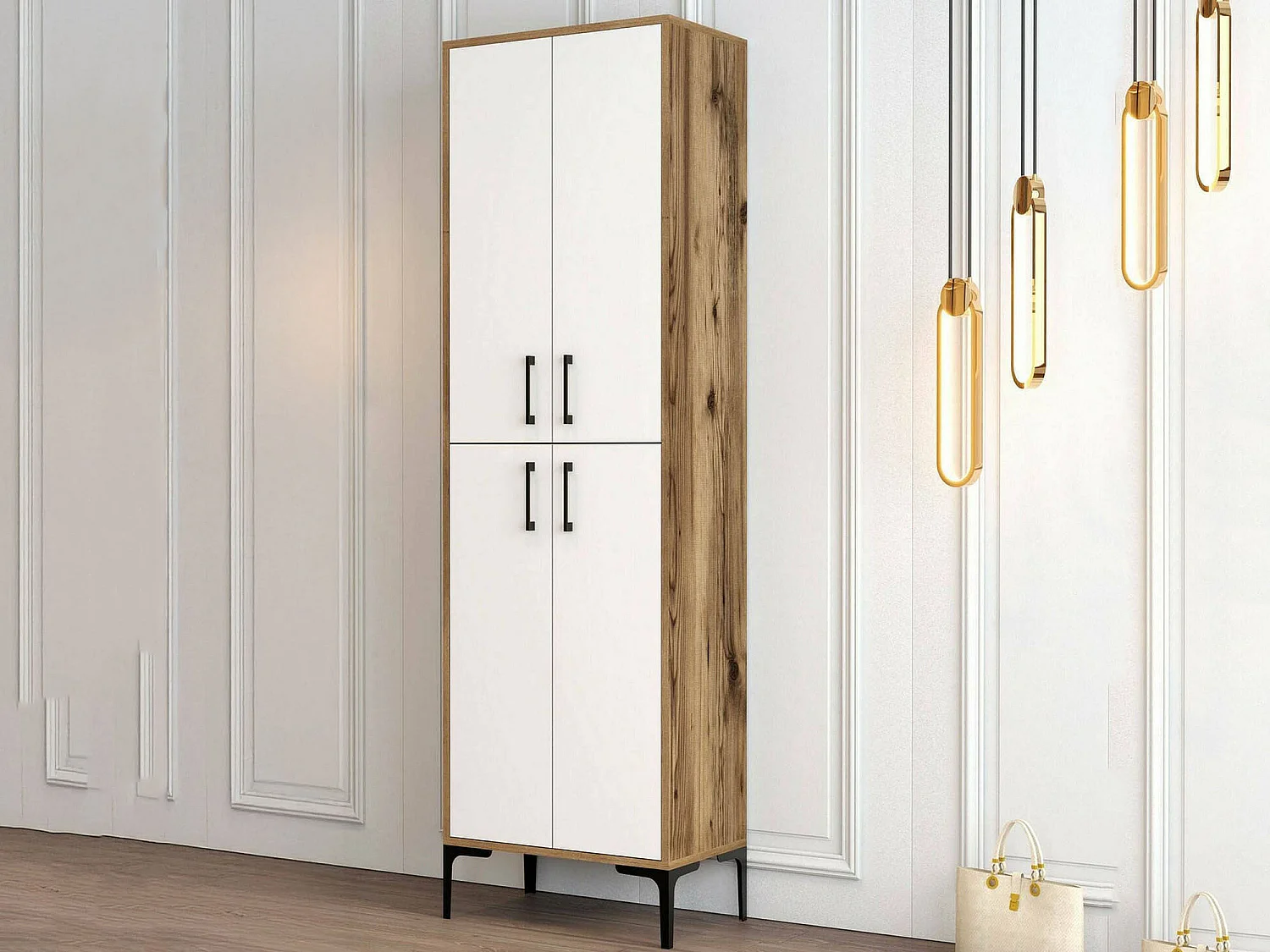 Scarpiera Sebastien, 5 Ripiani, 35x60x200h cm Marrone Noce, Mobile Portascarpe