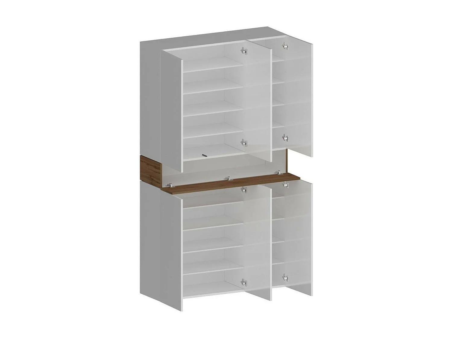 Étagère à chaussures Marzio, étagère à chaussures peu encombrante à 7 portes, armoire d'entrée multifonctionnelle, 114x38h200 cm, blanc et chêne
