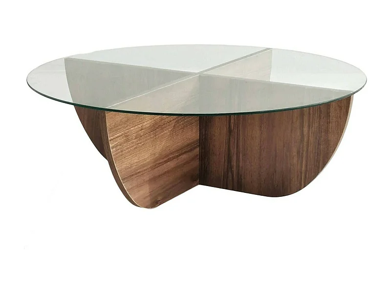 Mesa de salTto Dpere, Mesa de café, Porta-revistas para sofá, Prateleira para sala de estar, 90x90h30 cm, Noz