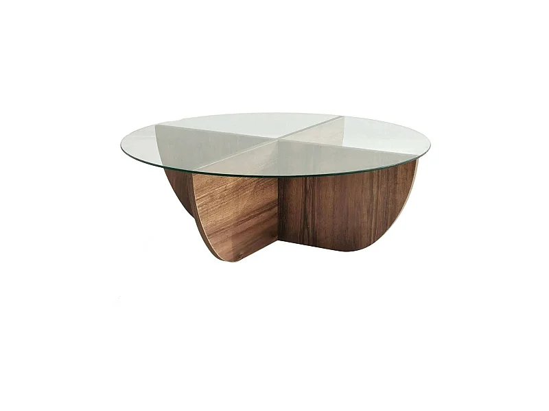 Mesa de café Dpere, Mesa de centro baja, Revistero para sofá, Estante de la sala de estar, 90x90h30 cm, Nuez