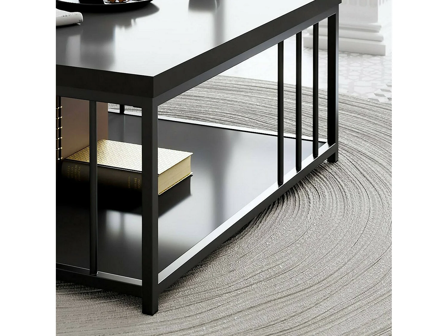 Tavolino da Salotto Ankaa, Portariviste, 90x90x40h cm Nero