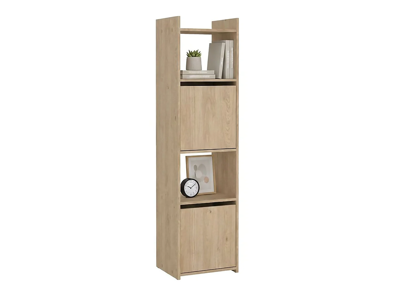 Estante para libros Dricn, Estante de oficina, Porta libros móvil, Biblioteca, 40x34 h155 cm, Roble