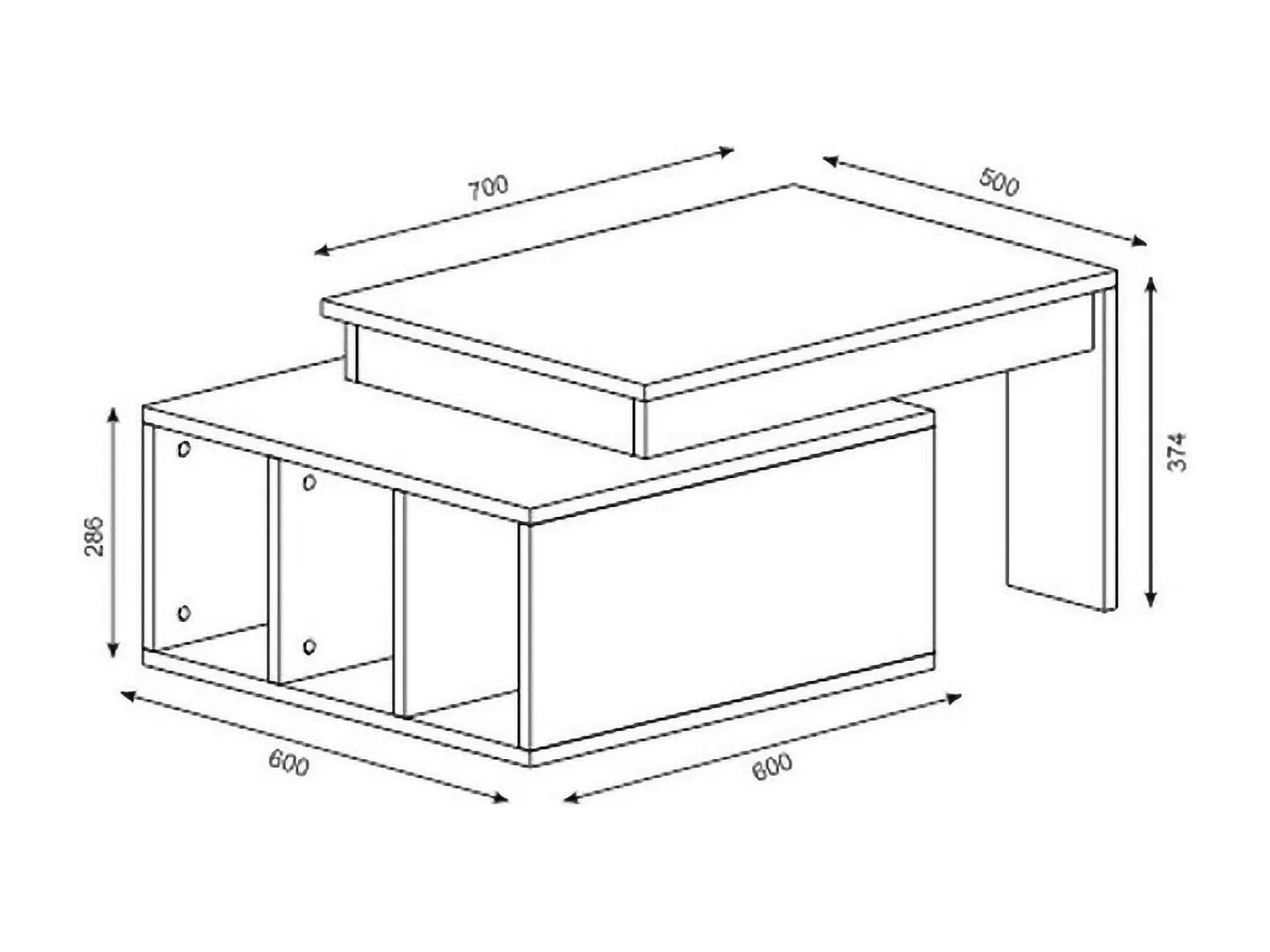 Wohnzimmertisch Dmckenni, Niedriger Wohnzimmertisch, Kaffeeregal, Couchtisch für Sofa, 90x60h37 cm, WeiÃŸ und Walnuss