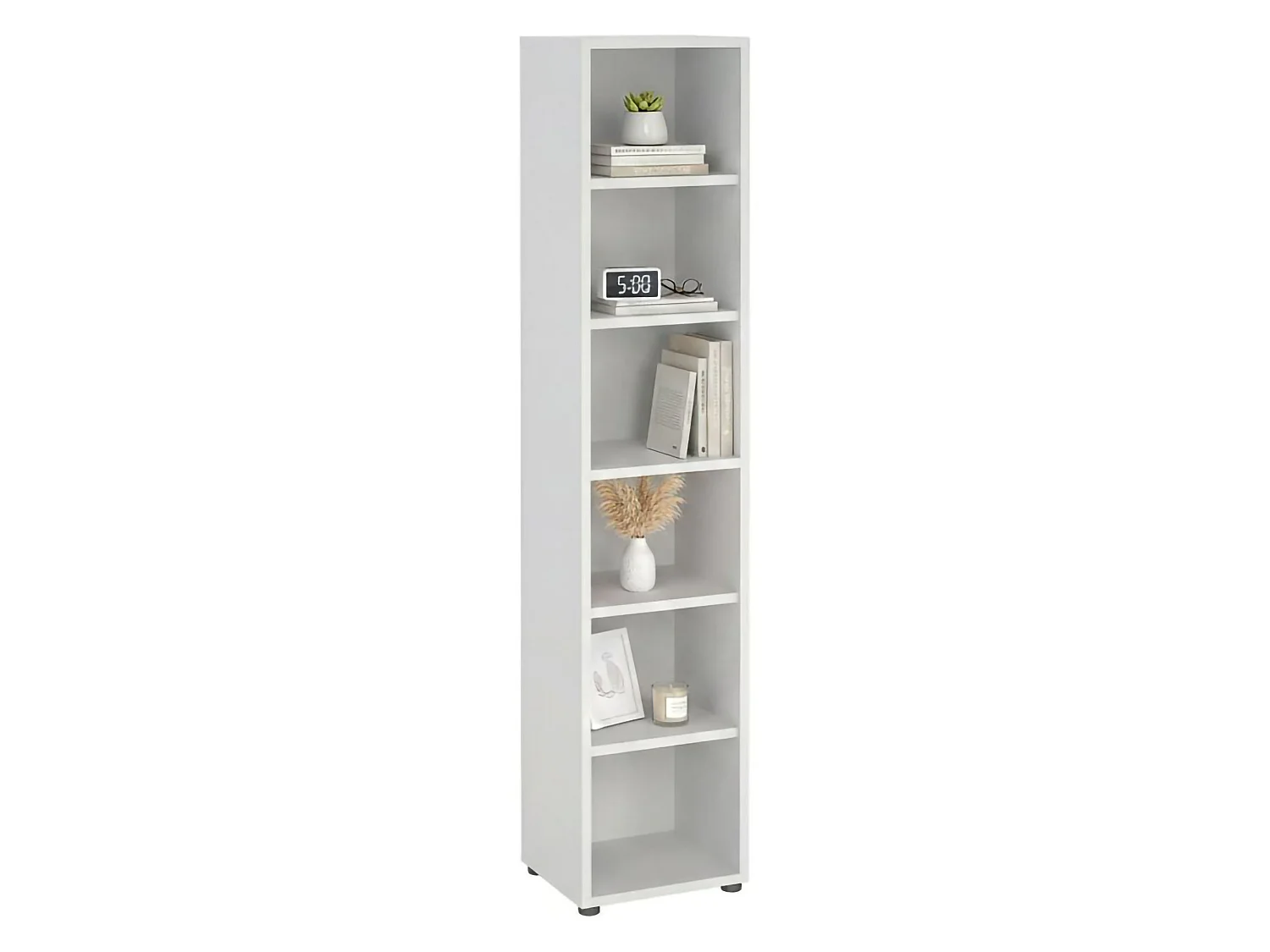 Estante para libros Dtern, Estante de oficina, Porta libros móvil, Biblioteca, 47x40 h222 cm, Blanco