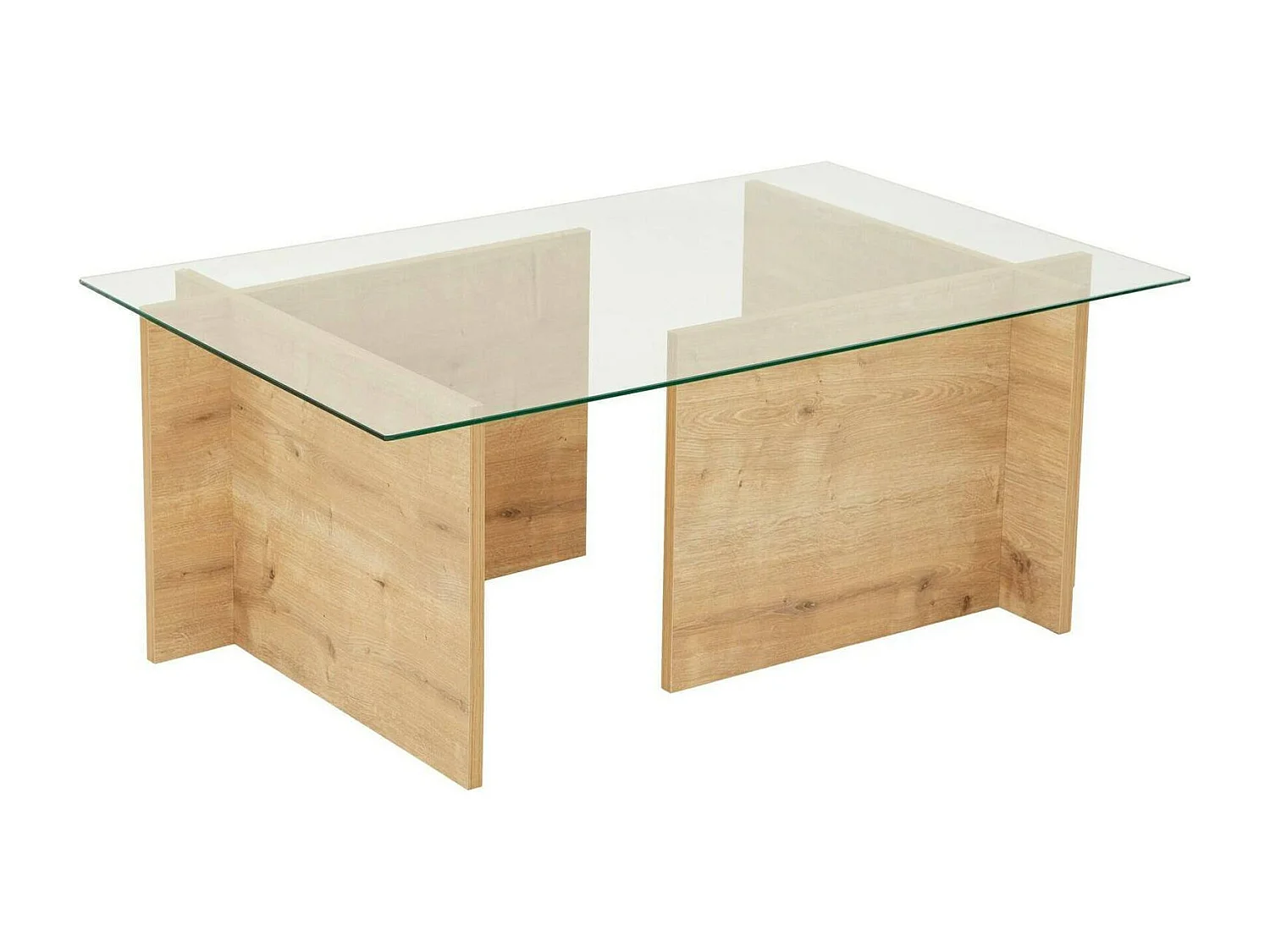 Couchtisch Teti, Zeitschriftenhalter, 105x65x40h cm Eiche braun, rechteckige Form, Farbverlauf, Eiche-Struktur