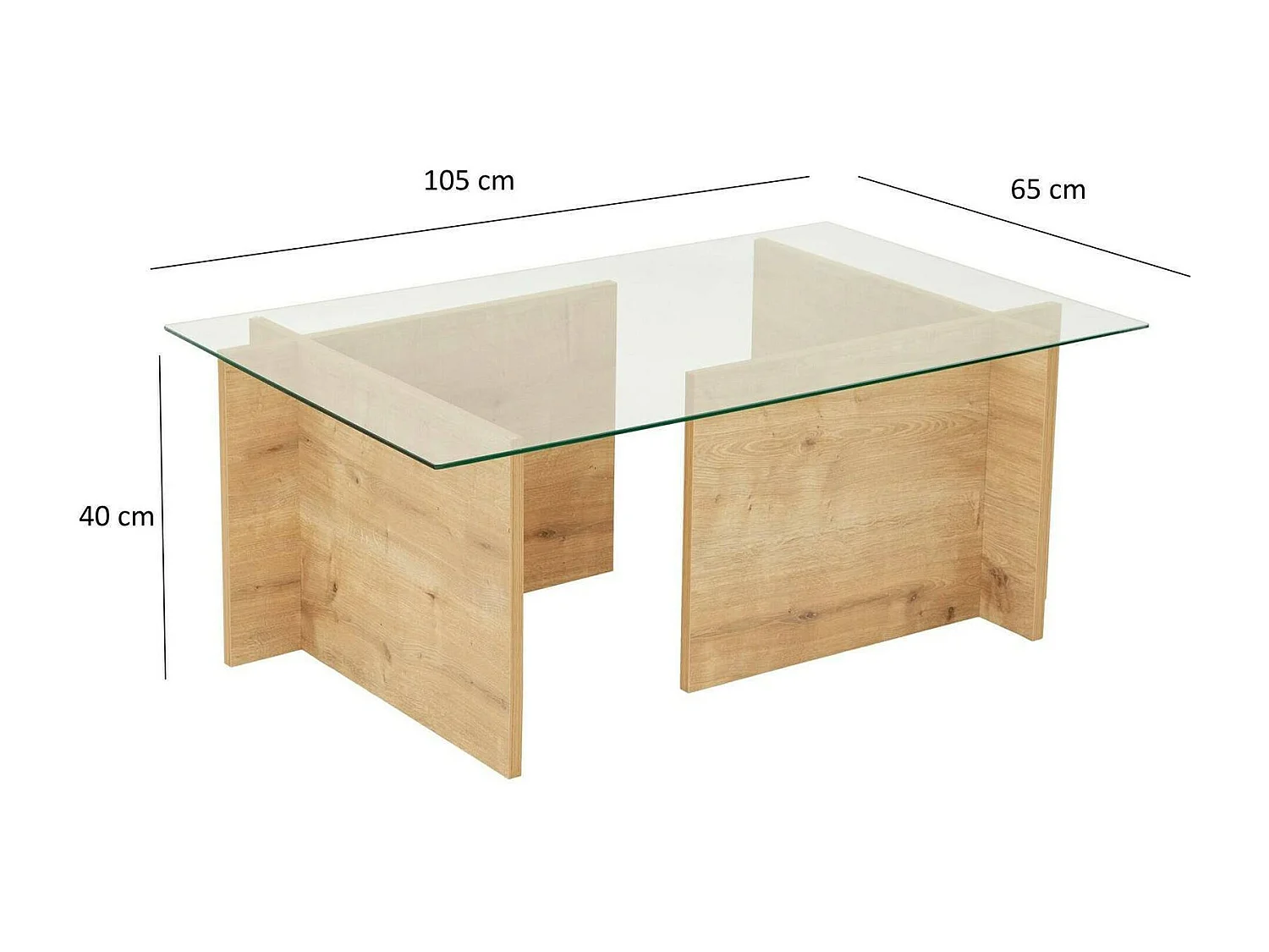 Couchtisch Teti, Zeitschriftenhalter, 105x65x40h cm Eiche braun, rechteckige Form, Farbverlauf, Eiche-Struktur