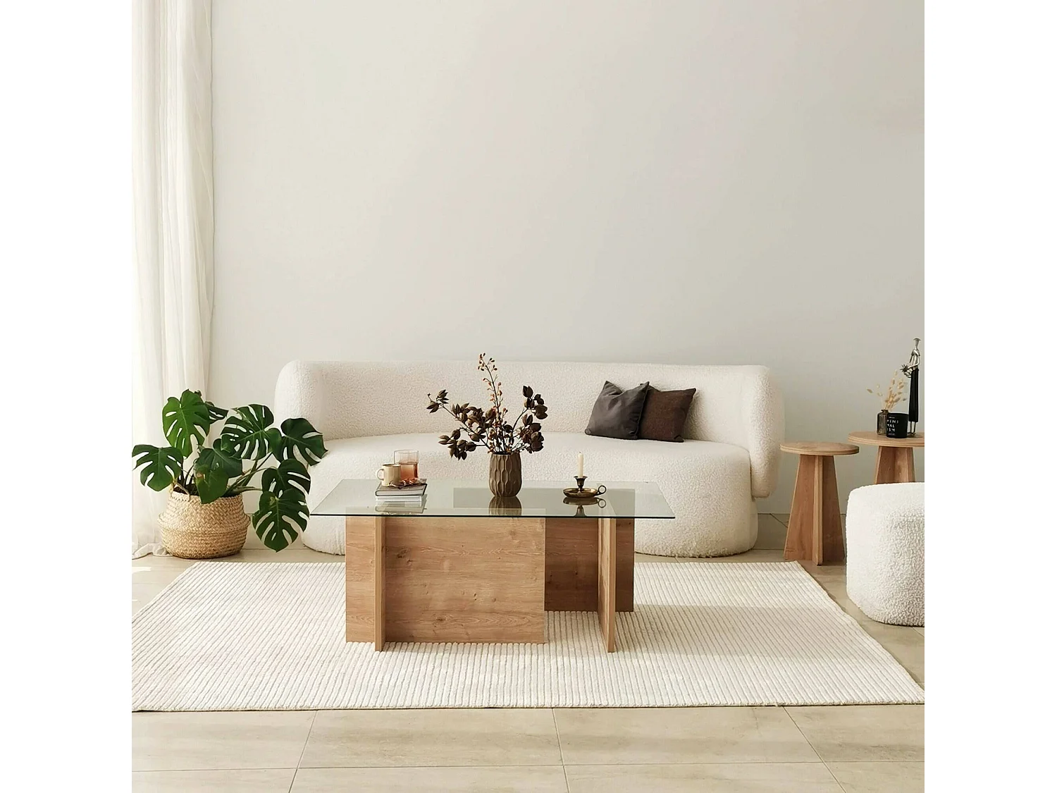 Couchtisch Teti, Zeitschriftenhalter, 105x65x40h cm Eiche braun, rechteckige Form, Farbverlauf, Eiche-Struktur