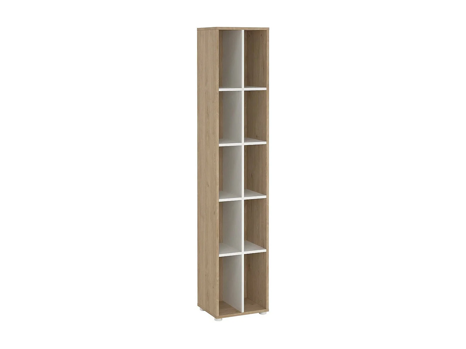 Bibliothèque Dtedesc, Etagère de bureau, Porte-livre mobile, Librairie, 41x34 h205 cm, Chêne clair et Blanc