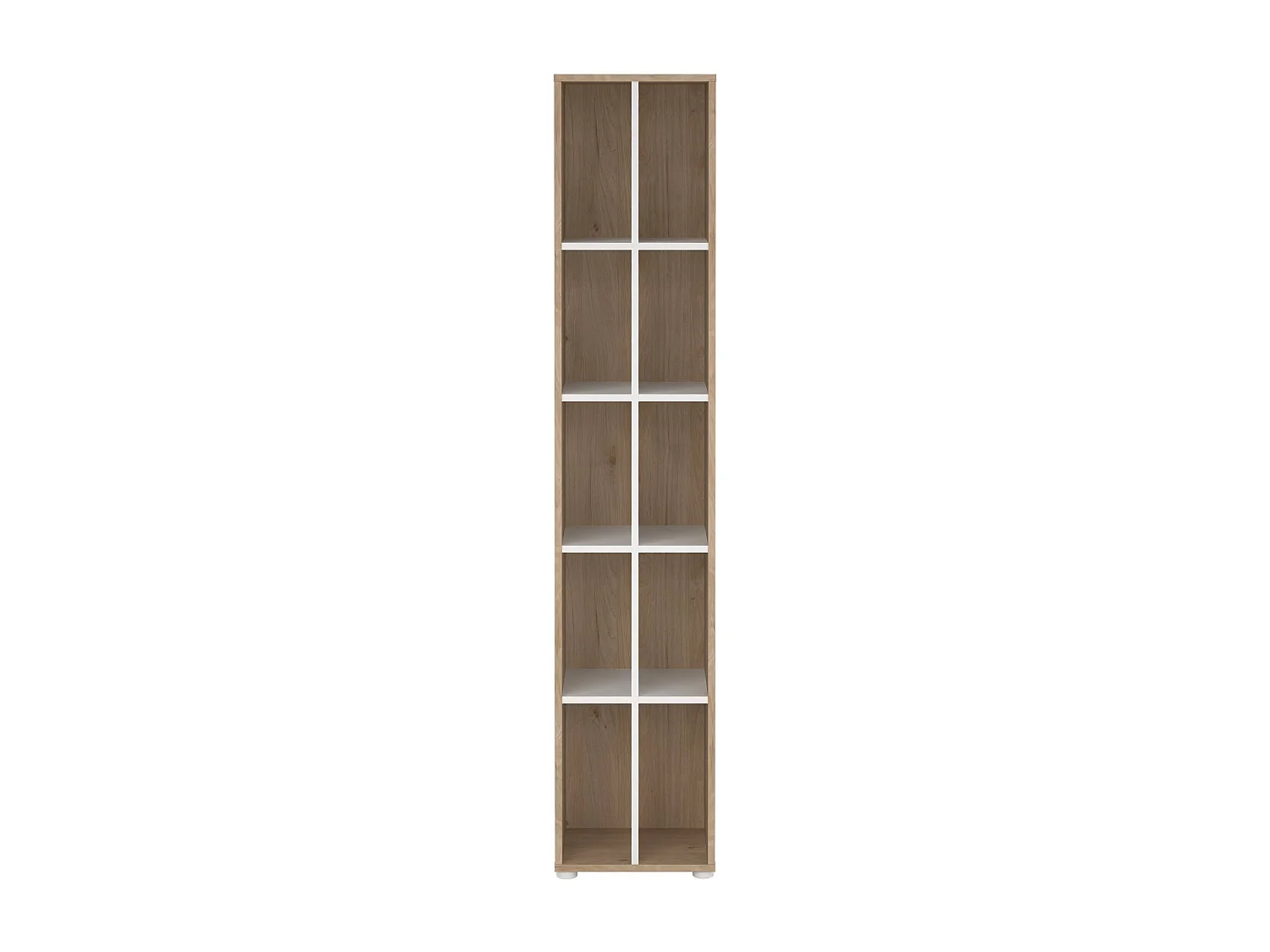 Bibliothèque Dtedesc, Etagère de bureau, Porte-livre mobile, Librairie, 41x34 h205 cm, Chêne clair et Blanc