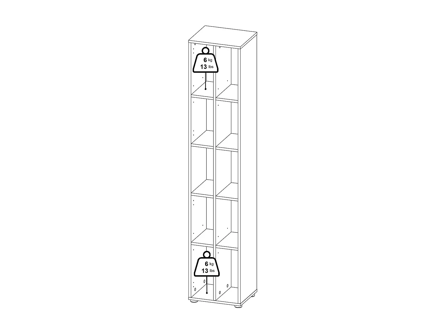 Bibliothèque Dtedesc, Etagère de bureau, Porte-livre mobile, Librairie, 41x34 h205 cm, Chêne clair et Blanc