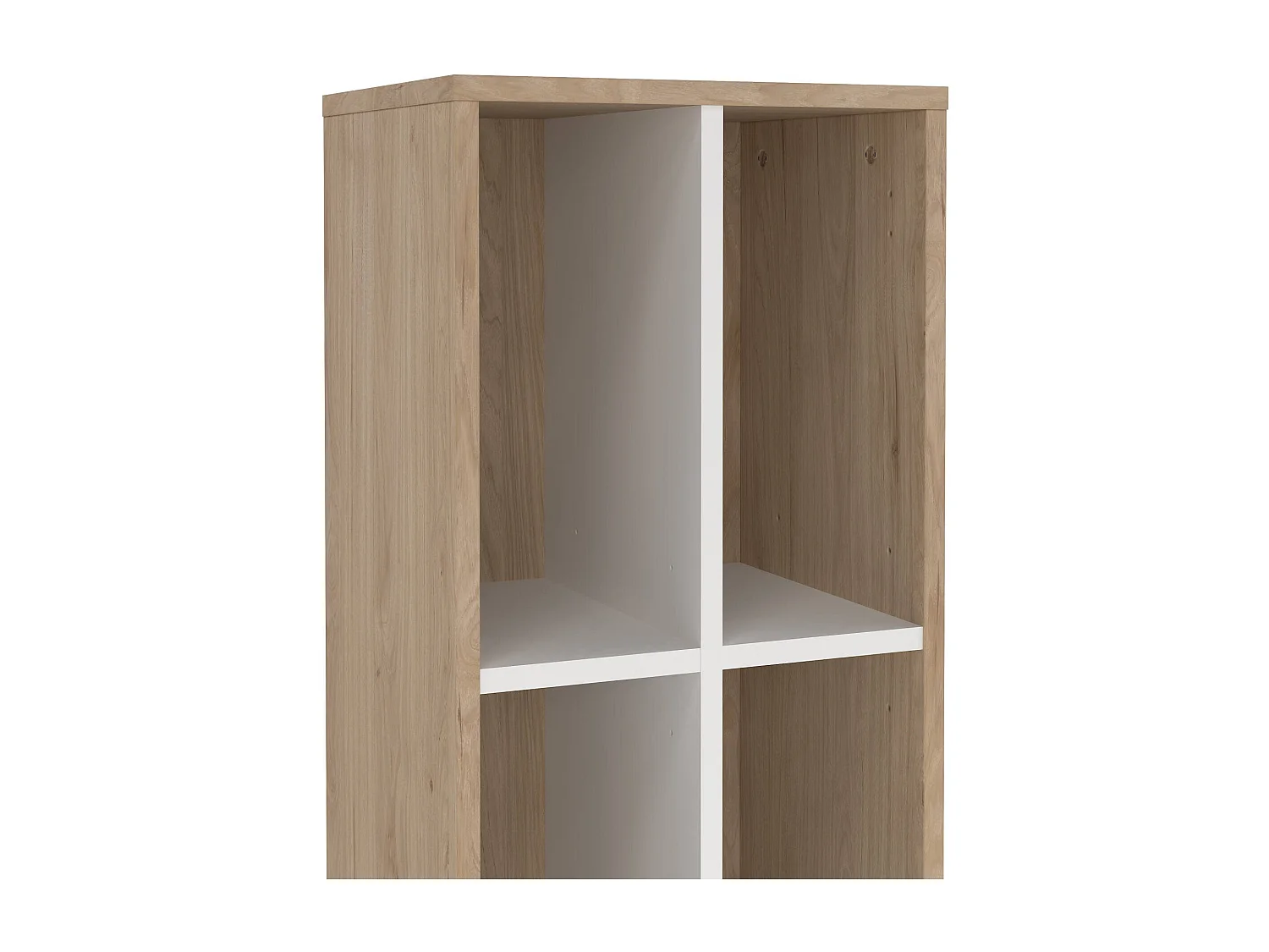 Bibliothèque Dtedesc, Etagère de bureau, Porte-livre mobile, Librairie, 41x34 h205 cm, Chêne clair et Blanc