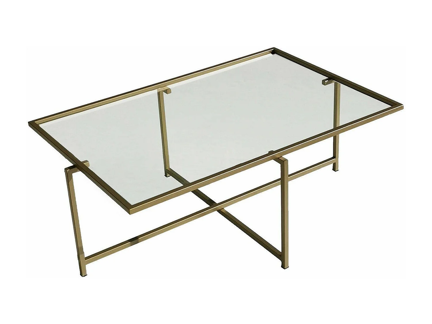 Salontafel Anna, bestand tegen condens, 94x64x35h cm, goud, rechthoekige vorm, transparant tafelblad