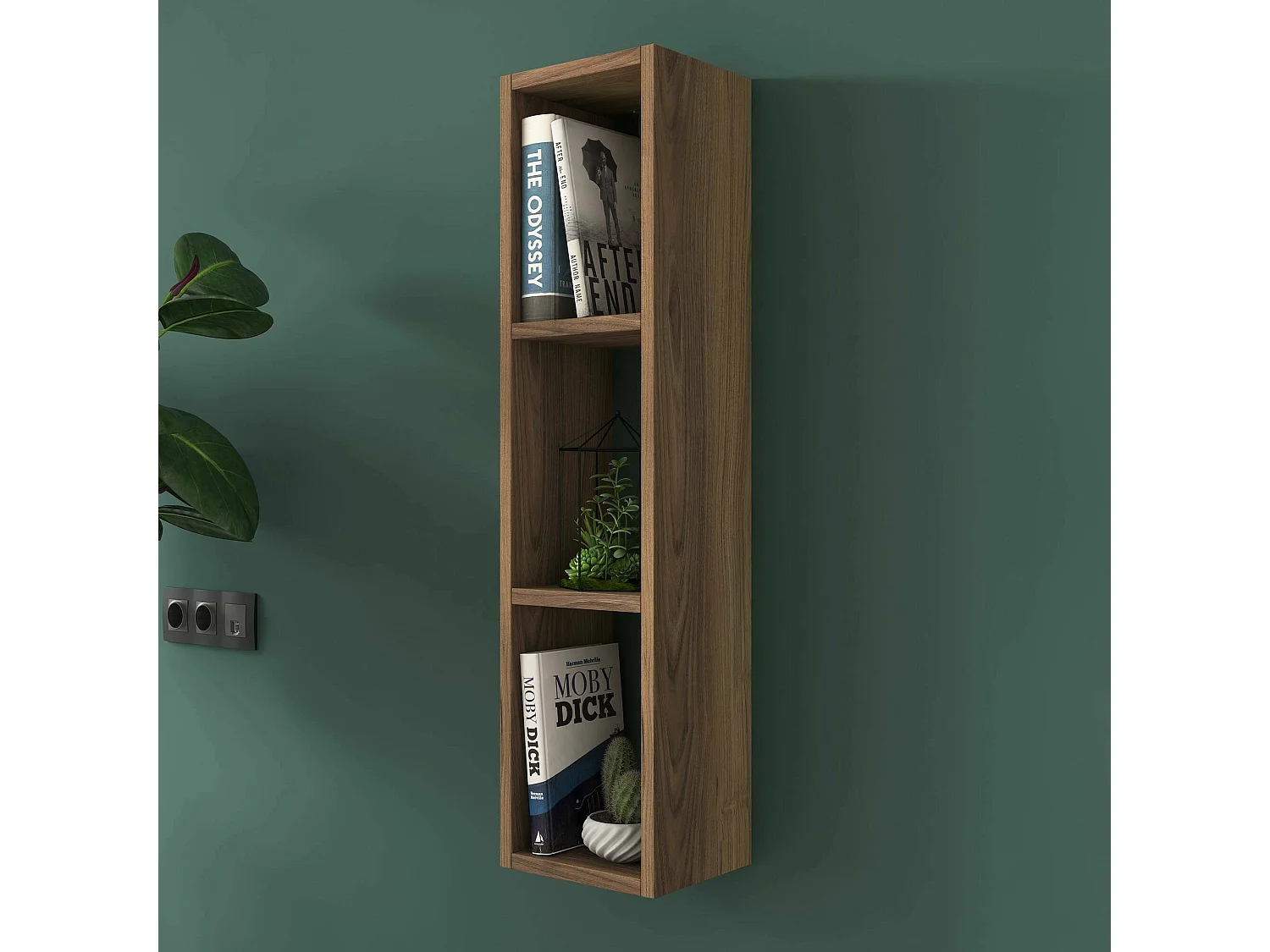 Estantería Dhergheligi, Estante, Estante de pared, Estanterías multiusos, 22x19 h90 cm, Nuez