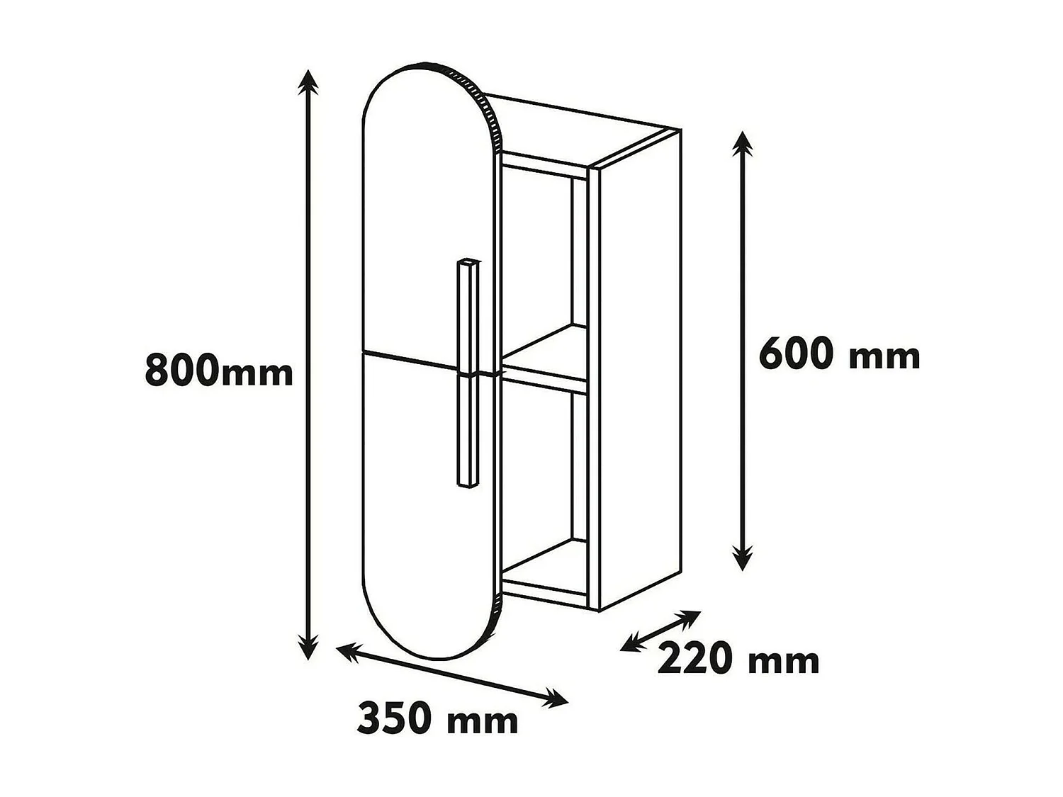 Dfirman Plank, Plank, Wandplank, Multifunctionele Rekken, 35x22h60 cm, Walnoot en Wit