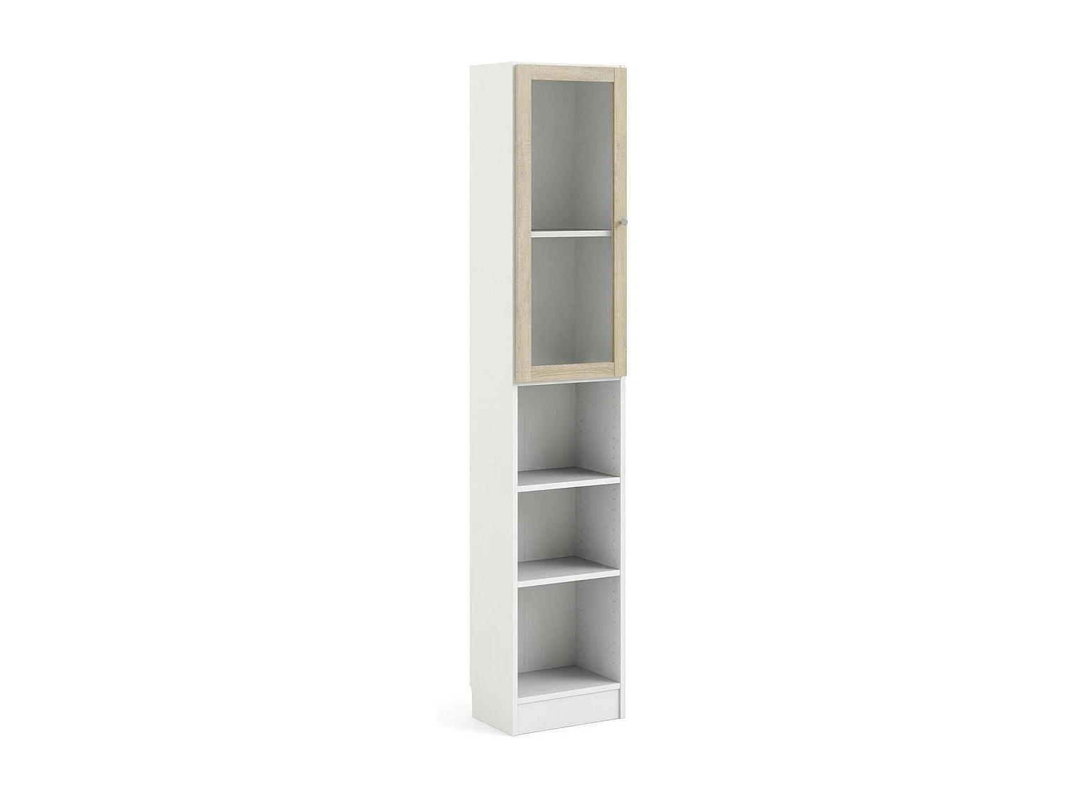 Dsitu boekenkast, Kantoorplank, Boekenkast, Bibliotheek, 41x28 h203 cm, Wit en Eiken