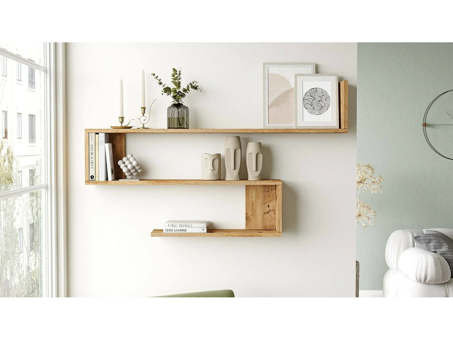 Regal Dpi, Gestell, Wandregal, Mehrzweckregale, 120x15h71 cm, Eiche