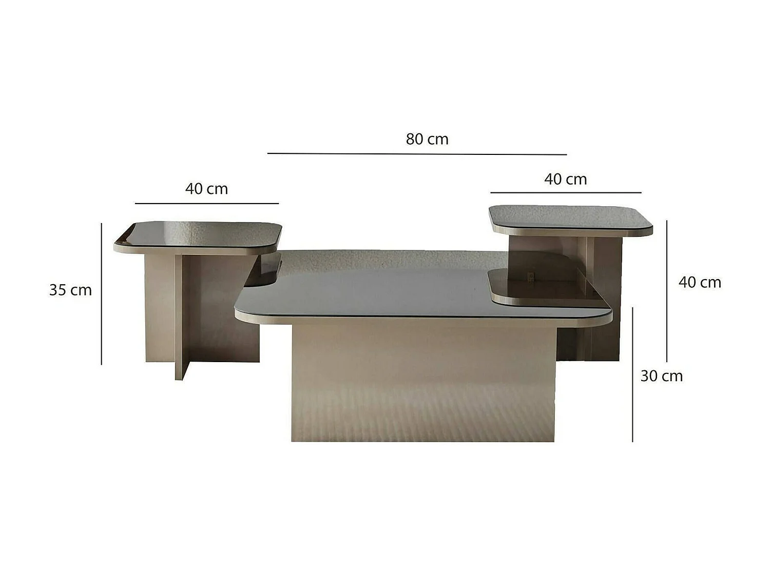 Dpangraz-saaltafel, koffietafel, banktafel, woonkamerplank, 80x80h40 cm, Tortora en Fumè