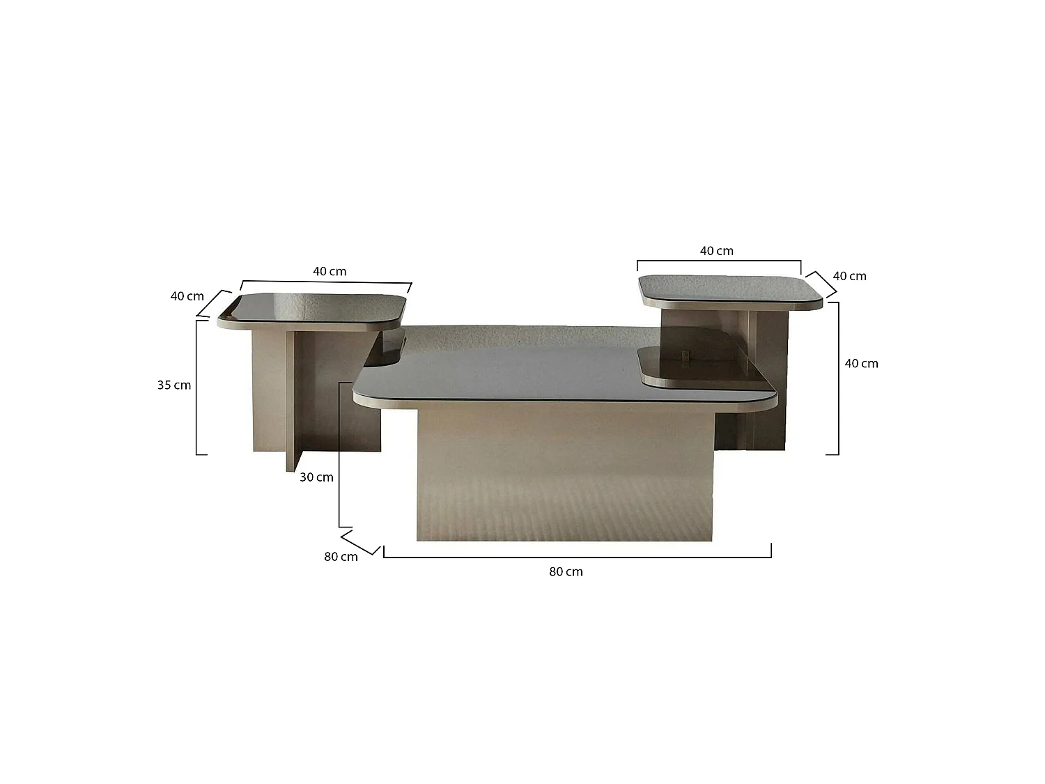 Table basse Nashira, Table basse, Porte-revues pour canapé, Etagère de salon, 80x80h40 cm, Taupe et Fumé