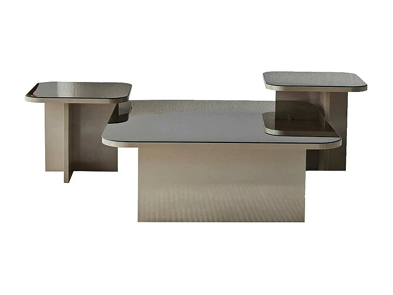 Wohnzimmertisch Dpangraz, Niedriger Wohnzimmertisch, Kaffeeregal, Couchtisch für Sofa, 80x80h40 cm, Taupe und Geräuchert