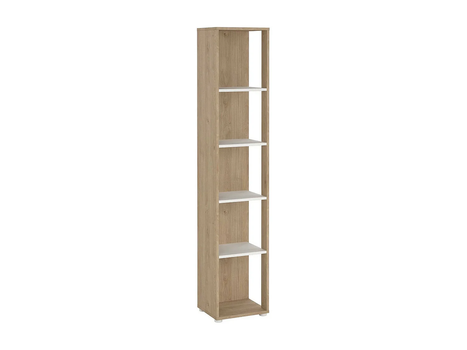Bibliothèque Dtalarin, Etagère de bureau, Porte-livre mobile, Librairie, 41x34 h205 cm, Chêne clair et Blanc