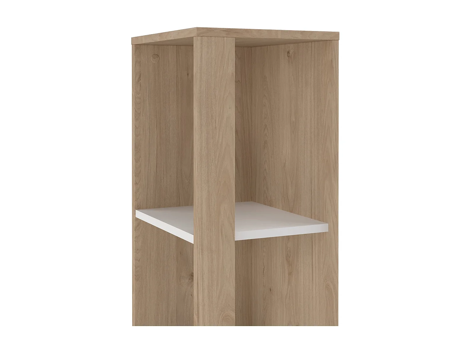 Bibliothèque Dtalarin, Etagère de bureau, Porte-livre mobile, Librairie, 41x34 h205 cm, Chêne clair et Blanc