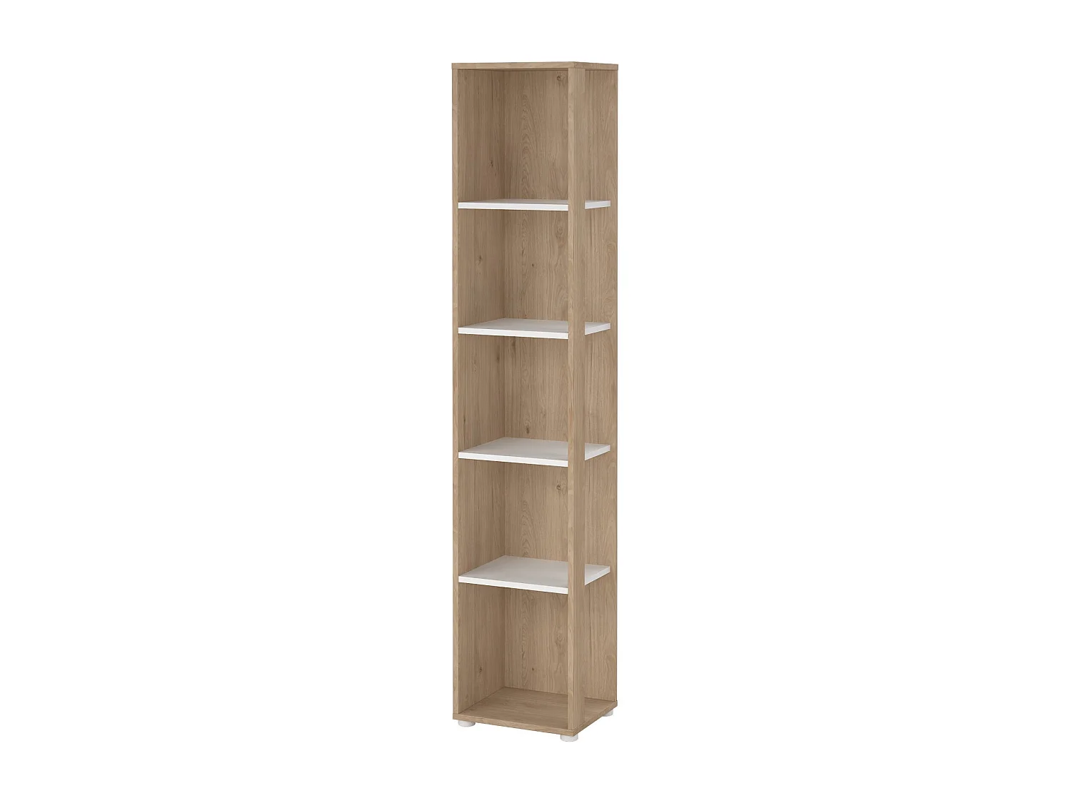 Bibliothèque Dtalarin, Etagère de bureau, Porte-livre mobile, Librairie, 41x34 h205 cm, Chêne clair et Blanc