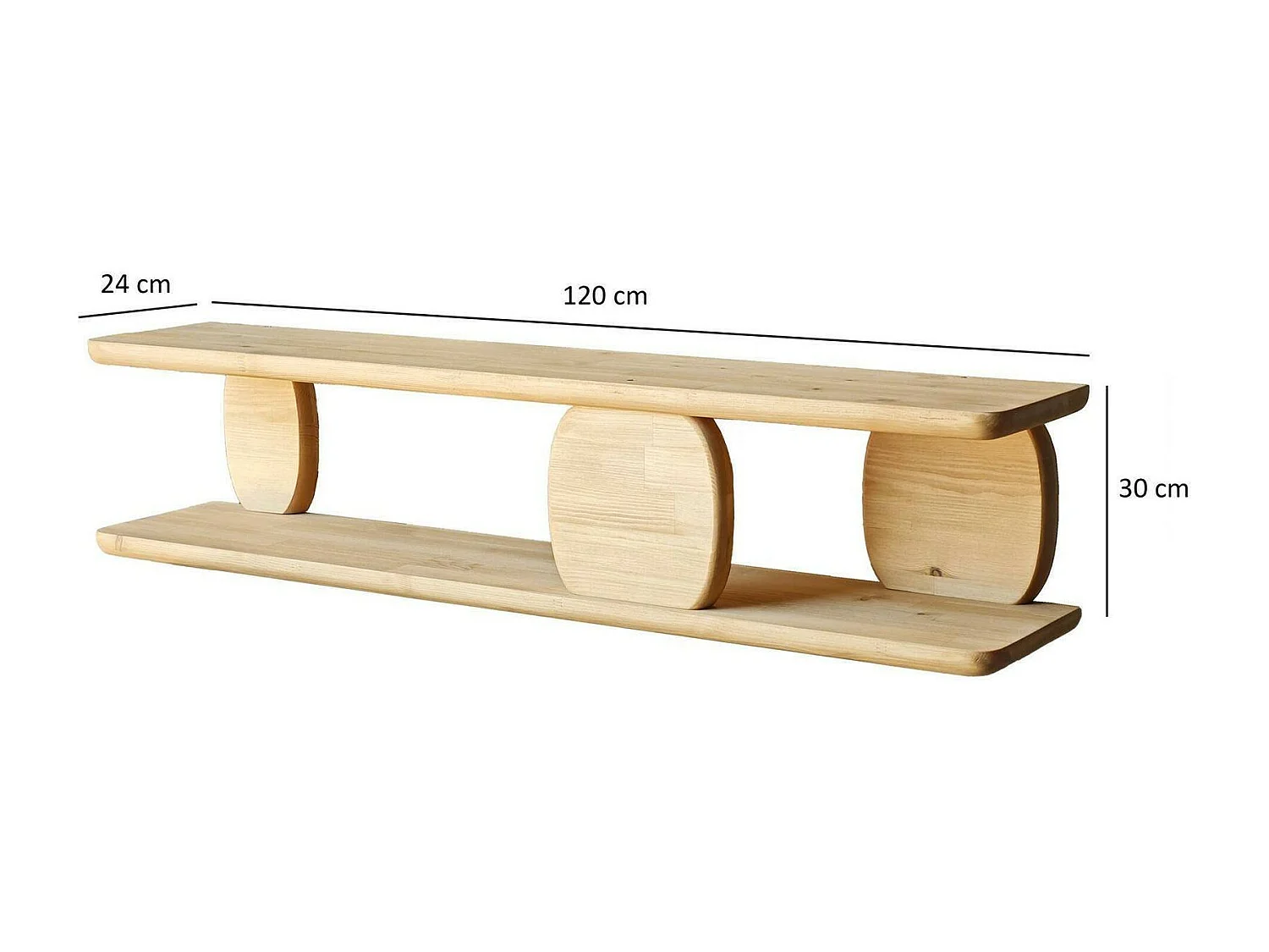 Dpedon Plank, Plank, Wandplank, Multifunctionele Rekken, 120x24h30 cm, Eiken
