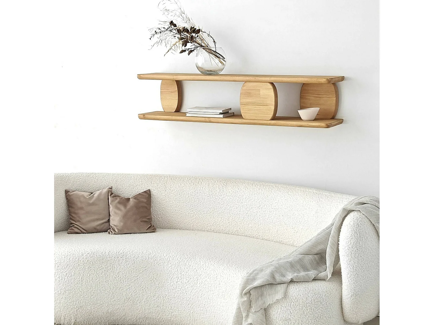 Étagère murale Orionia, Étagère, Tablette murale, Rayonnage polyvalent, 120x24h30 cm, Chêne