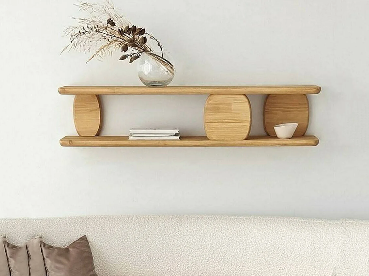 Étagère murale Orionia, Étagère, Tablette murale, Rayonnage polyvalent, 120x24h30 cm, Chêne