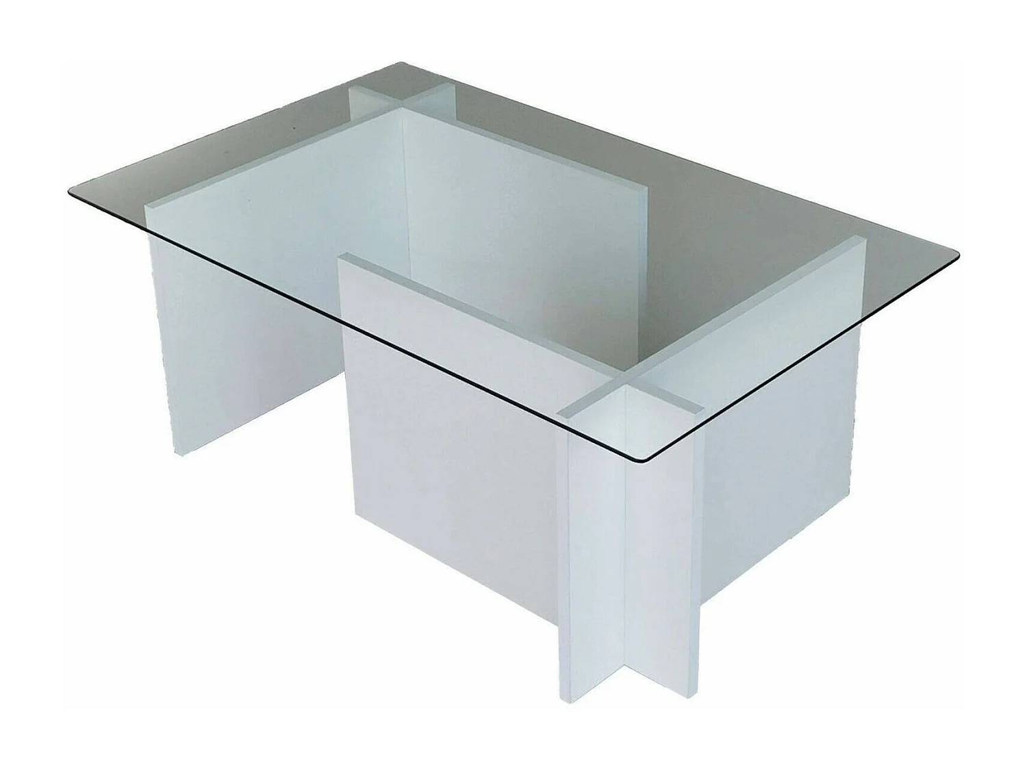 Table basse Teti, porte-revues, 105x65x40h cm blanc, forme rectangulaire, plateau en verre