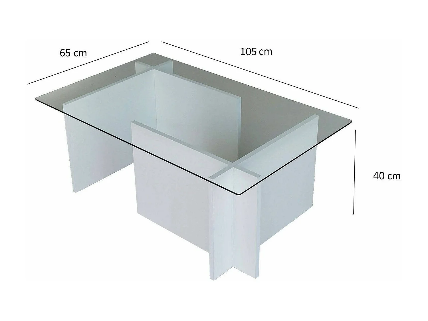 Table basse Teti, porte-revues, 105x65x40h cm blanc, forme rectangulaire, plateau en verre