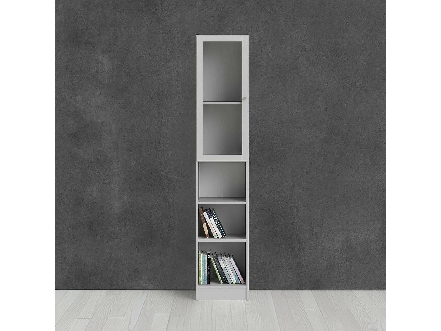 Bibliothèque Dsitu, Etagère de bureau, Porte-livre mobile, Librairie, 41x28 h203 cm, Blanc