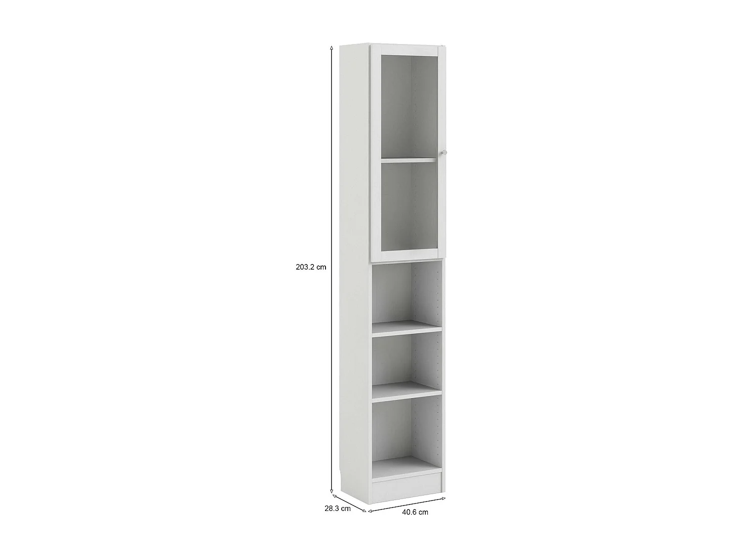 Dsitu boekenkast, Kantoorplank, Boekenkast, Bibliotheek, 41x28 h203 cm, Wit