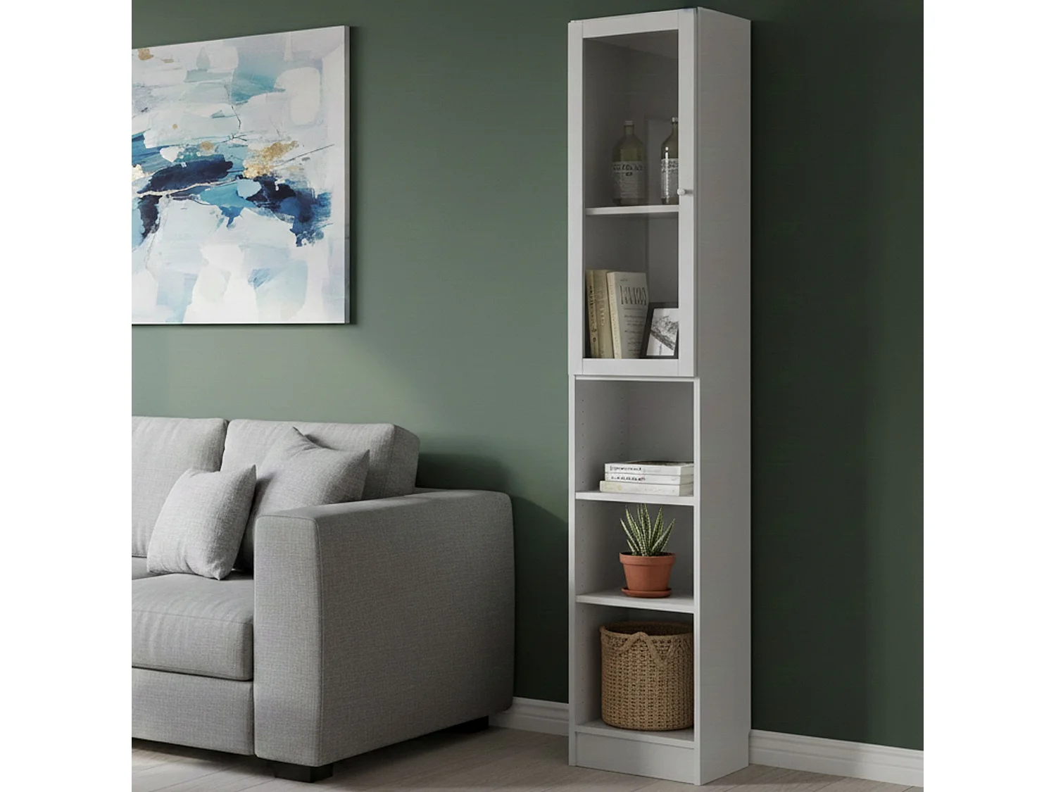 Dsitu boekenkast, Kantoorplank, Boekenkast, Bibliotheek, 41x28 h203 cm, Wit