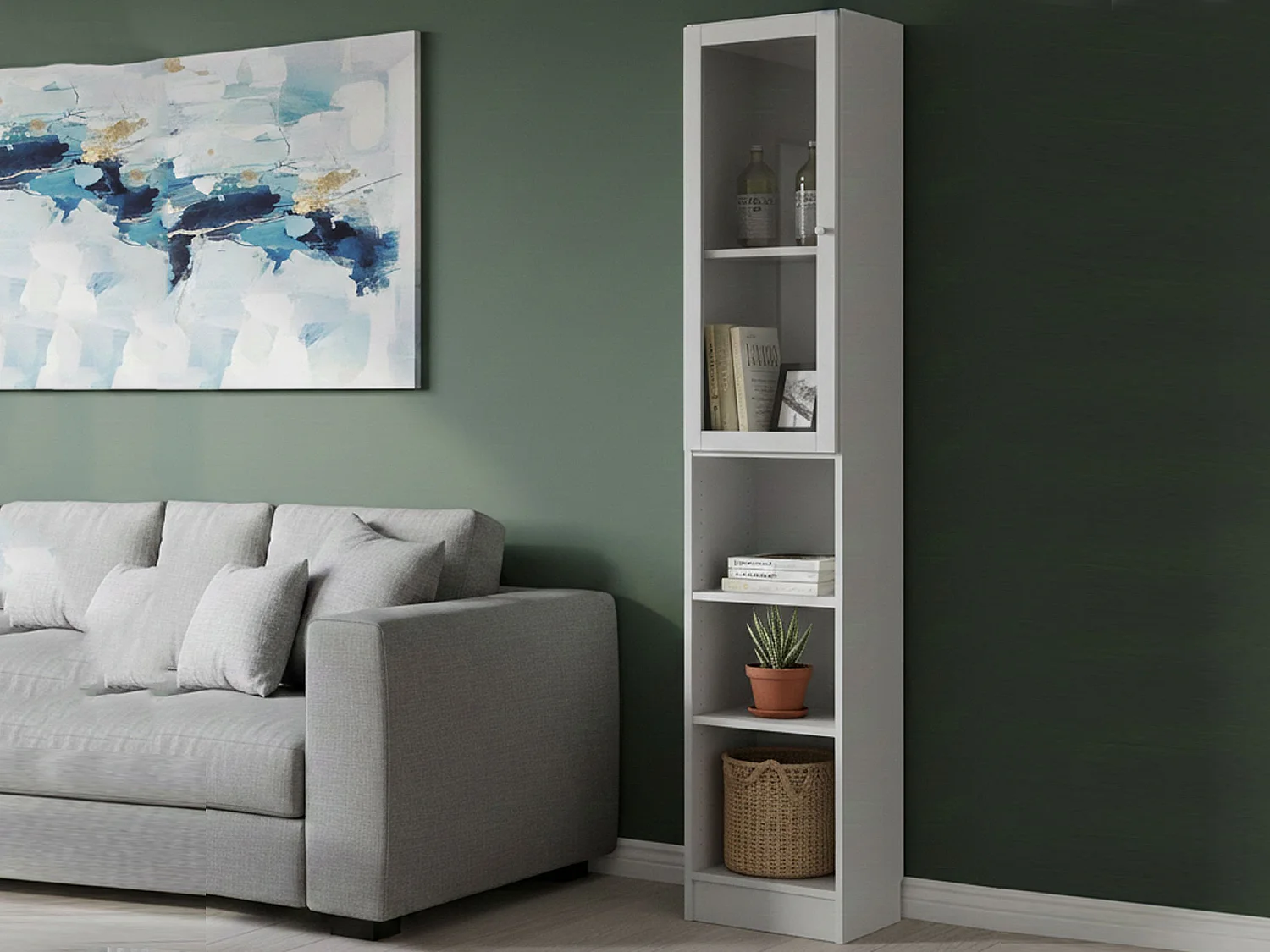 Bibliothèque Dsitu, Etagère de bureau, Porte-livre mobile, Librairie, 41x28 h203 cm, Blanc