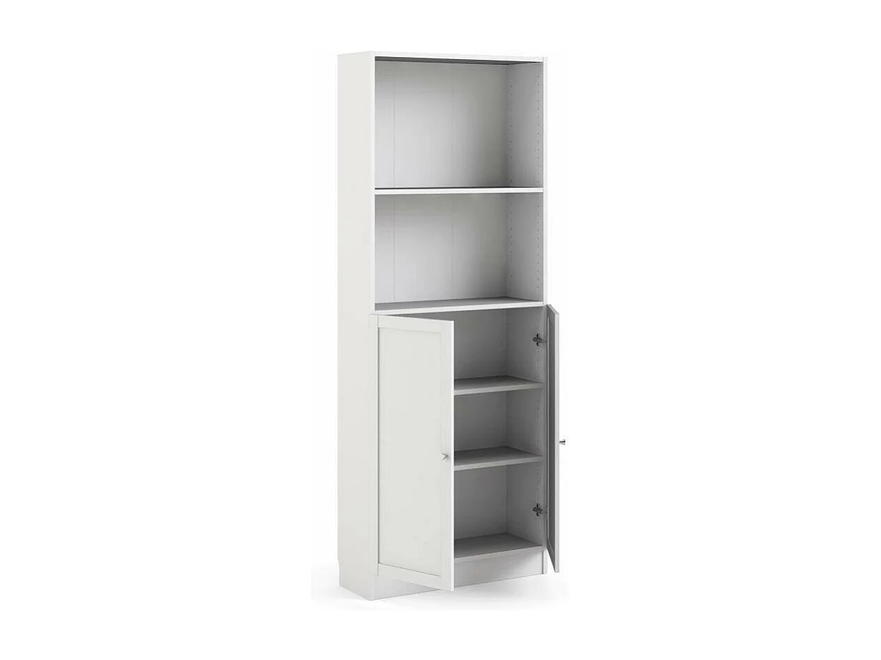 Bücherregal Dsoffrid, Büroregal, Mobiler Buchhalter, Bücherbrett, 79x28 h203 cm, WeiÃŸ