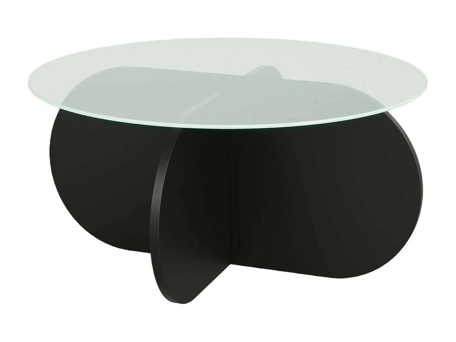 Couchtisch Nila, mit Zeitungsablage, 75x75x35h cm Schwarz, runde Form, Glasplatte